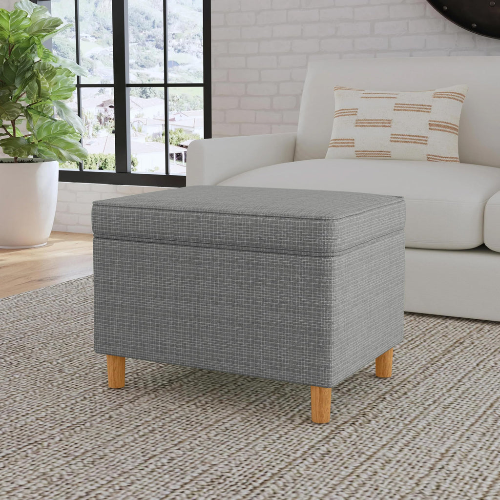 24" Dinah Collection Storage Ottoman - Sage Mini Grid Pattern
