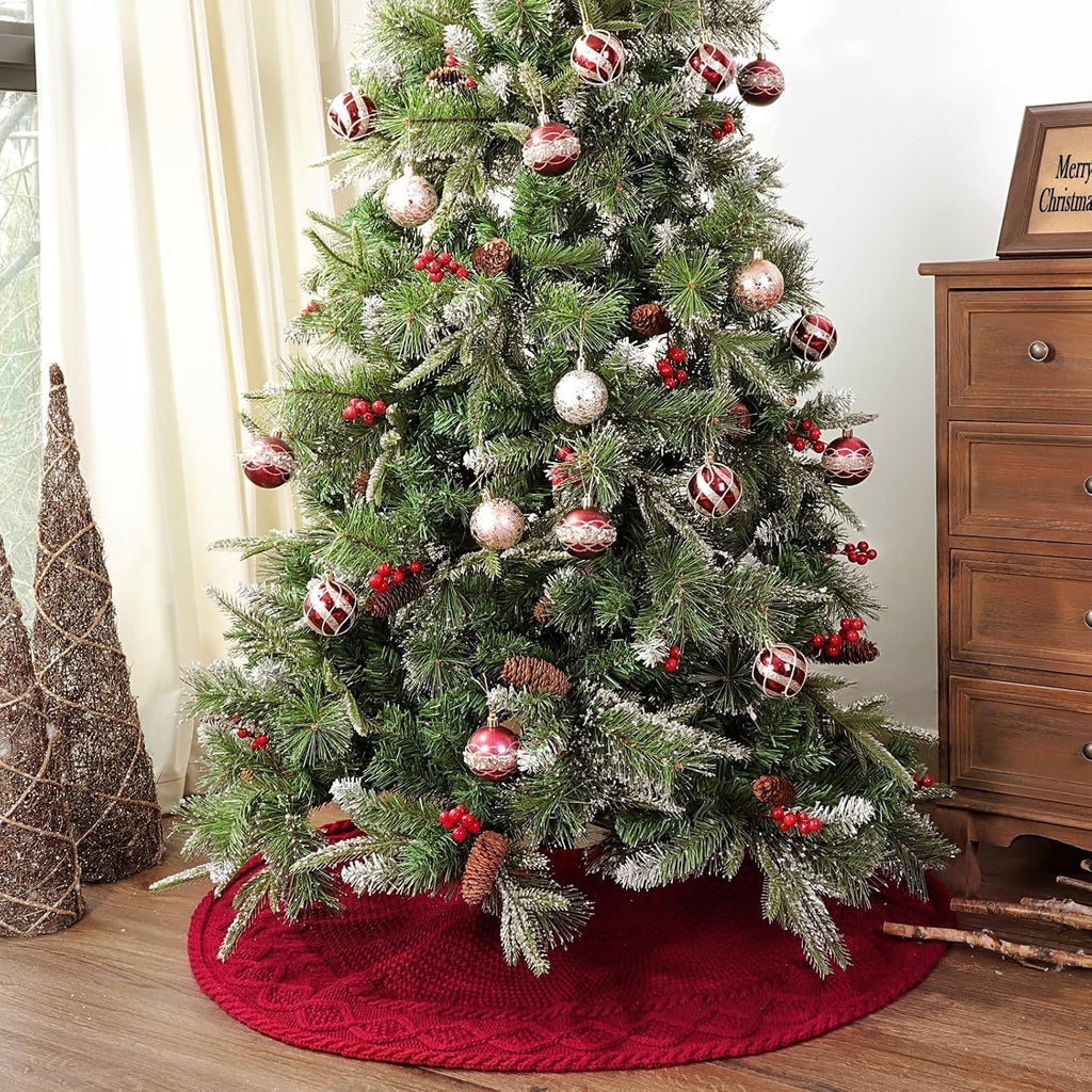 Knit Christmas Tree Skirts, Neutral Tree Skirt, Cozy Christmas Decorations