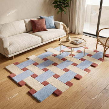 Hand Tufted Wool Area Rug, Scandinavian Abstract