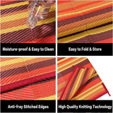 Outdoor Plastic Straw Rug Waterproof Patio 8x10 Red Orange Stripe Mat for Porch Camping RV Balcony D