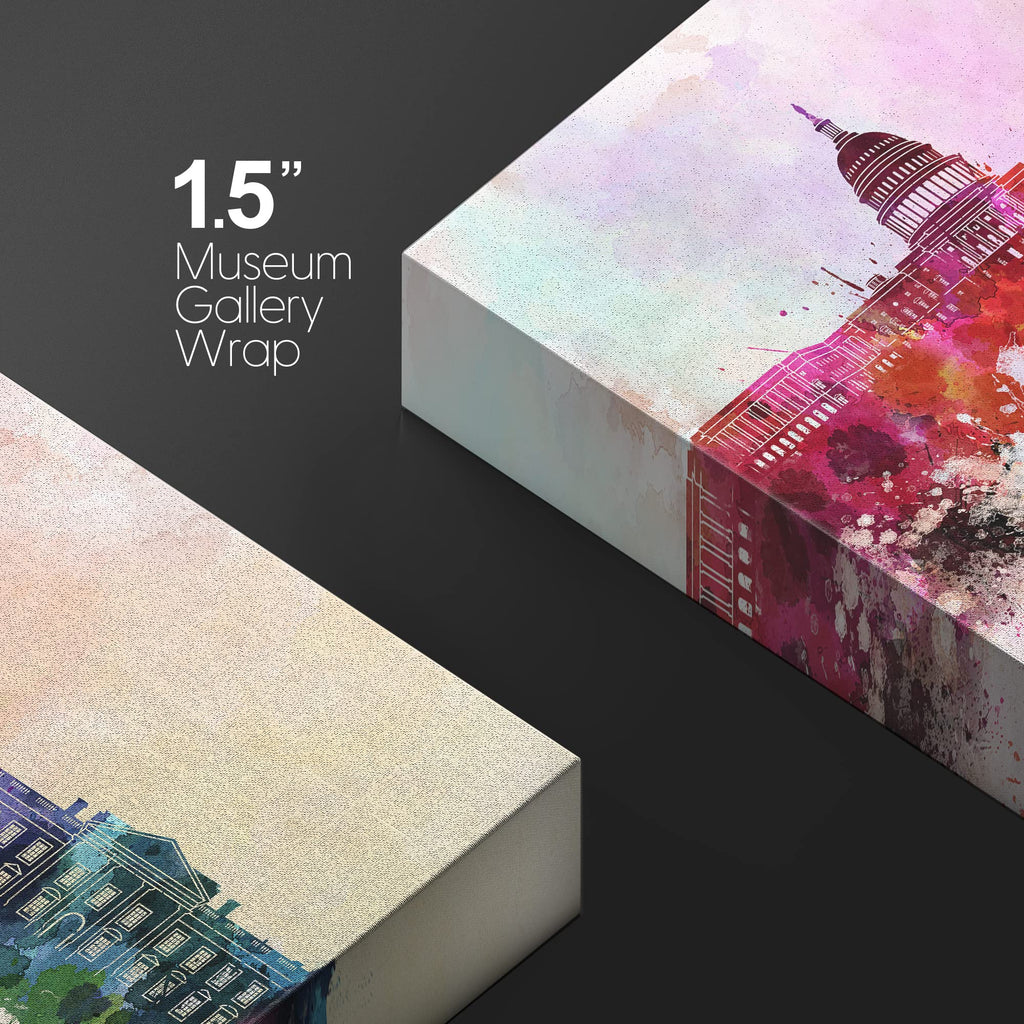 Washington Dc Skyline in Watercolor Background Wall ation 32 x 48