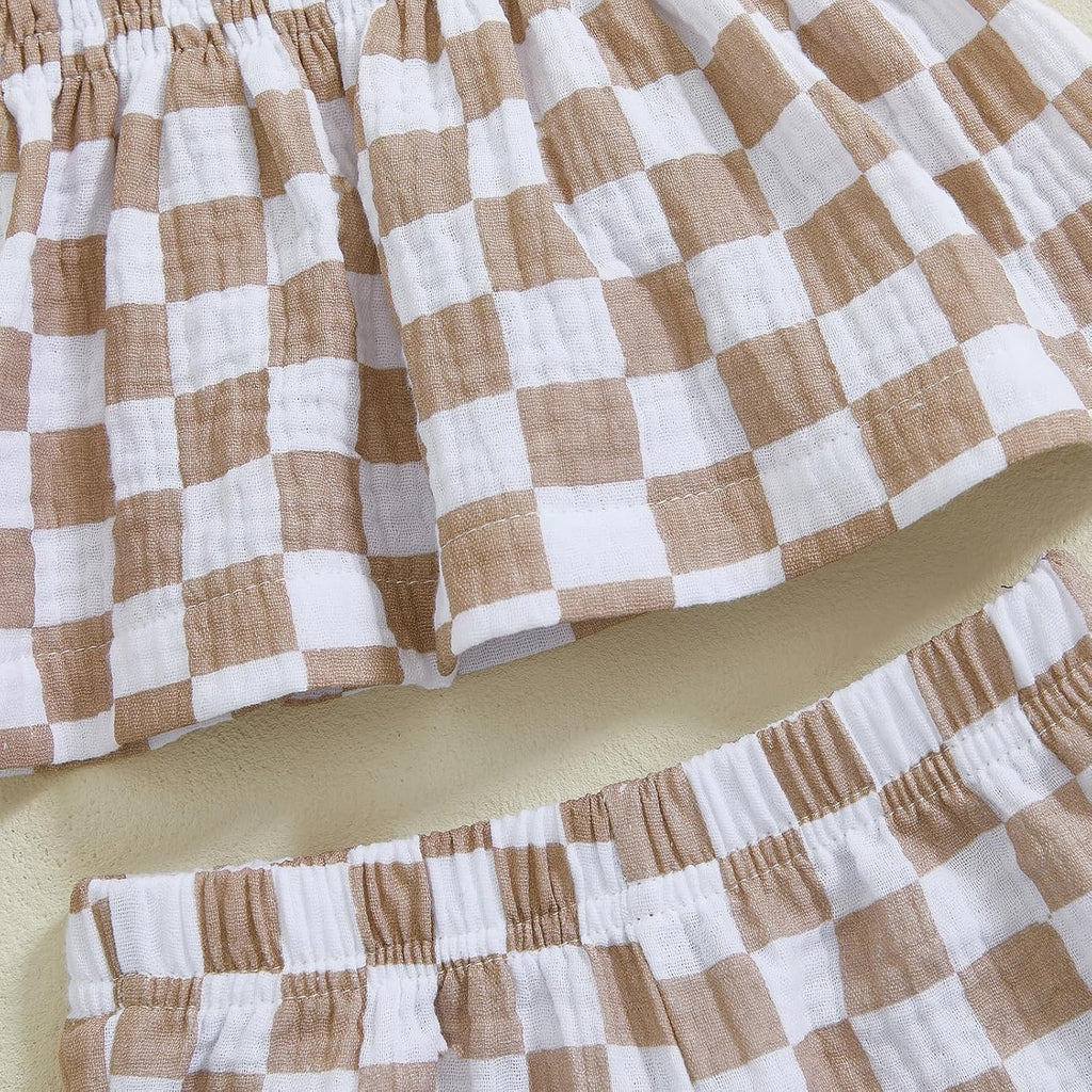 Toddler Baby Girl Clothes Tie-Up Strap Ruffle Camisole Tops Linen Pants Set Little Girls Summer Outfits