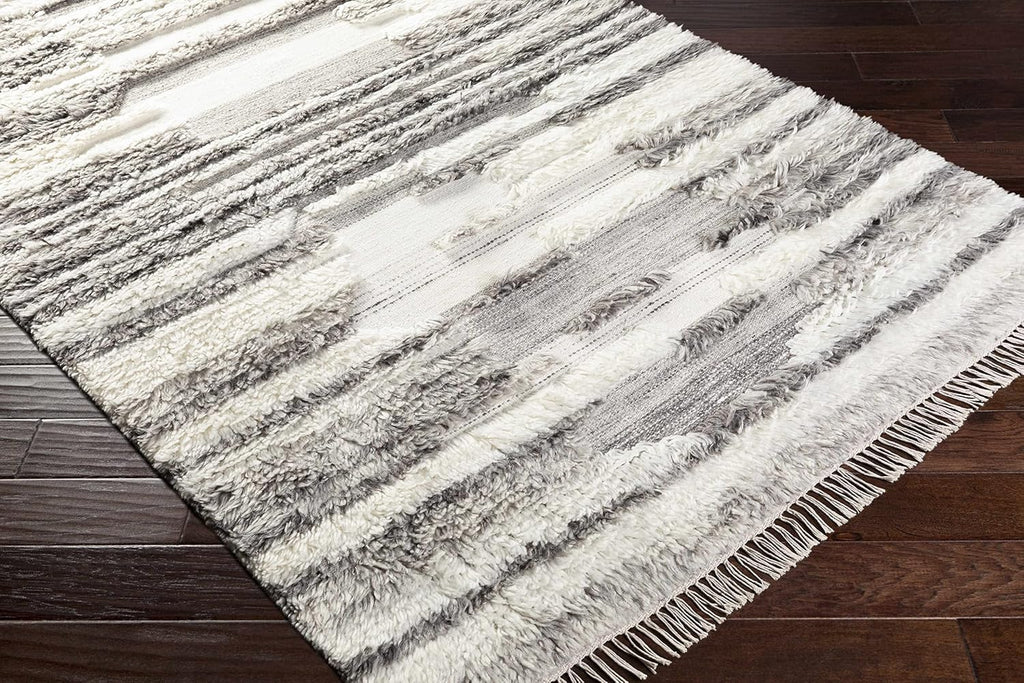Malta Wool Living Room, Bedroom Area Rug - Striped Abstract - Traditional Transitional Boho Farmhouse Modern - Plush