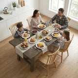 63“ Dining Table for 4 6 People Solid Wood Pine Dining Room Table Triangle Reinforced Base Rectangular Farmhouse