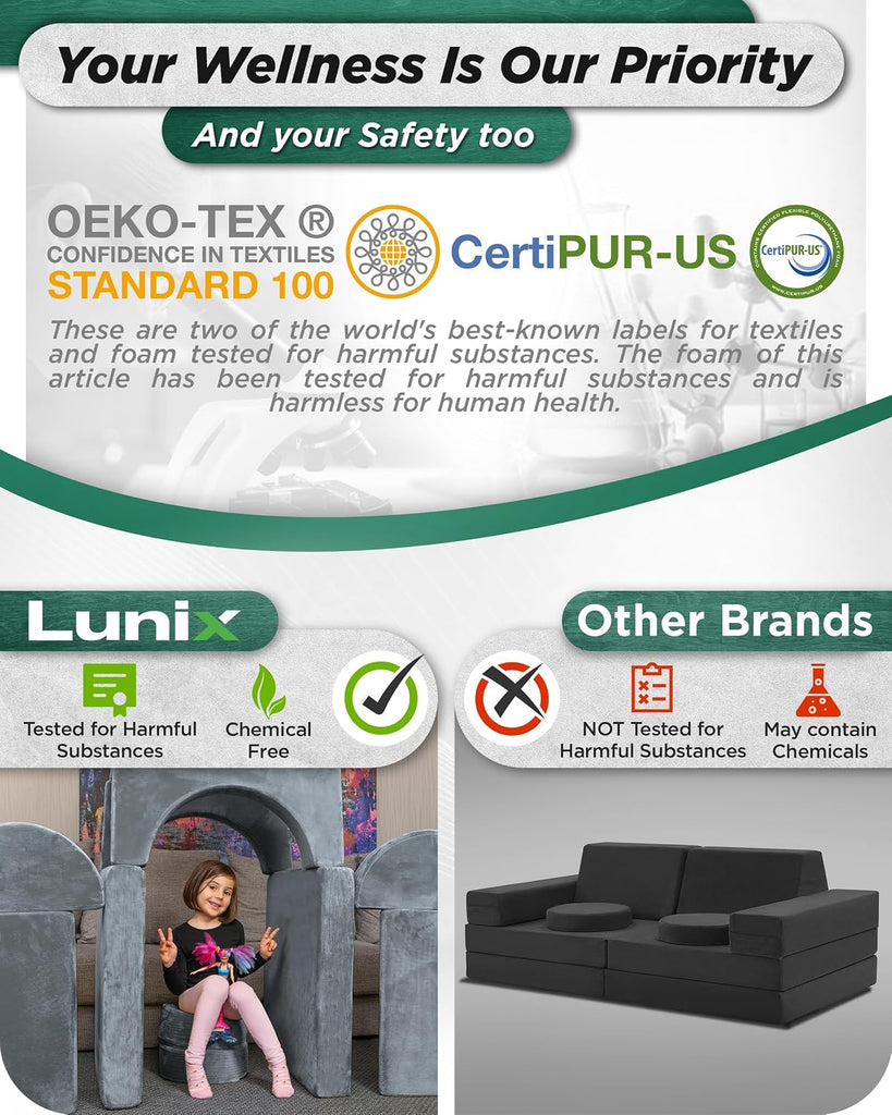 Modular Kids Play Couch, Piece Fort Building & Climbing Foam Set
