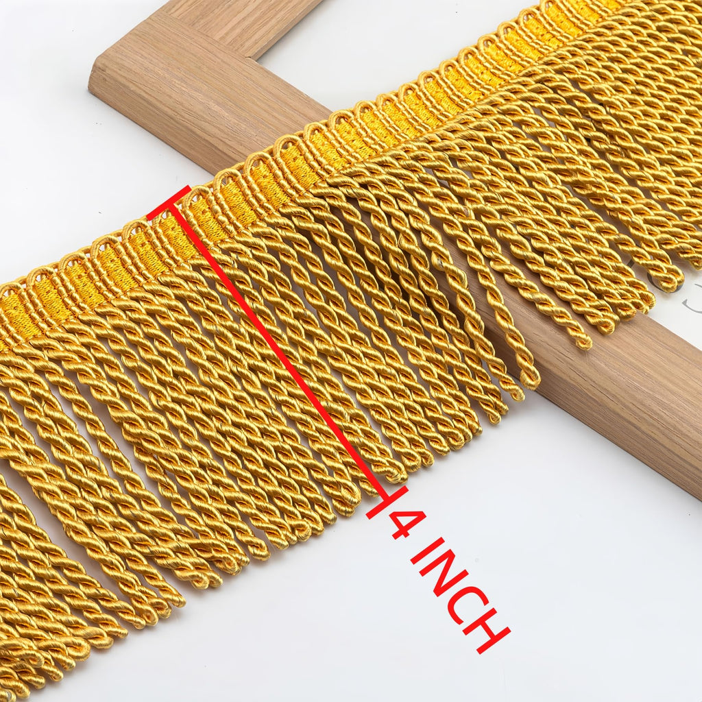 4 Inches Curtain Fringes Bullion Fringe Trim, Sewing Fabric Tassel Trims Embellishments Curtain Weights - 6.5 Yards