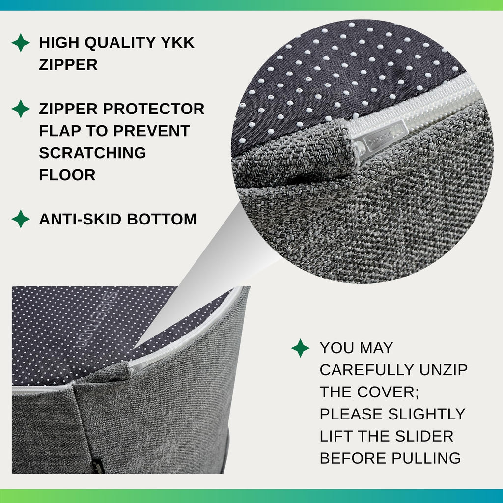 Large 22" Footrest Ottoman Sitting Pouf Extra Firm (Gray)