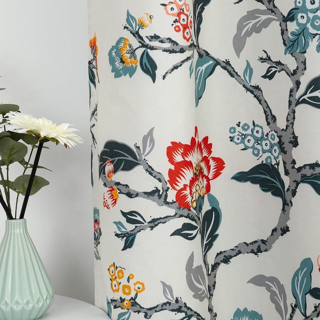 Ada Botanical Print Lined Flower Leaf Thermal Insulated Window Valance Rod Pocket 52 Inch by 14 Inch Plus 1.75 Inch