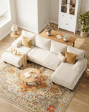U-Shaped Sectional Couches for Living Room | 112 Inch Modern Sectional Couch | Warm White Chenille Sofa with Double