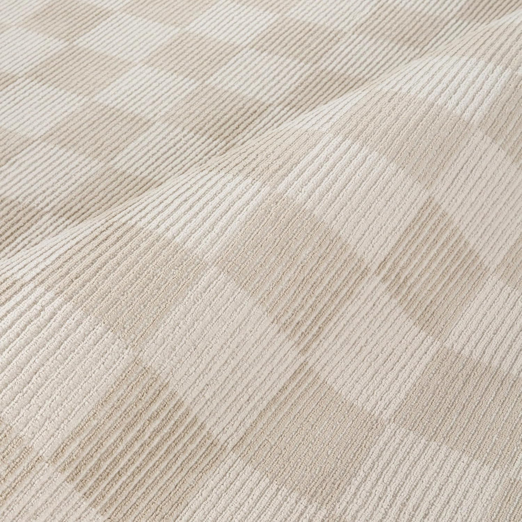 Plush Deco Collection Cream Area Rug - Checkered Pattern, Machine Washable, Non-Shedding, Easy to Clean