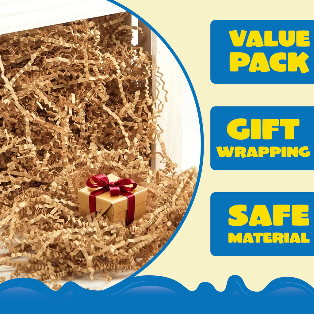 2 LB Easter Gift Wrap Crinkle Filler Paper, Pure Brown Paper Grass, 32oz Shred Raffia Crinkle Cut for Wedding Basket