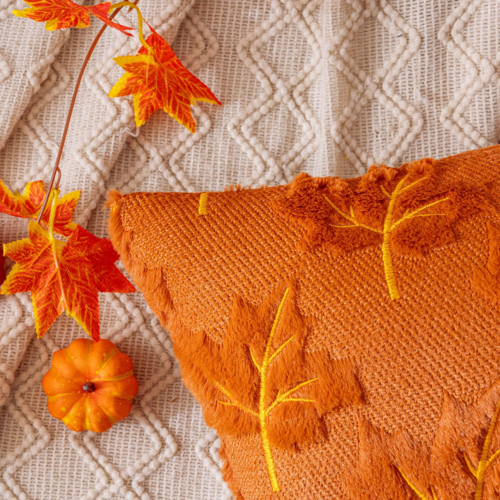 Maple Leaf Fall Rust Throw Pillow Covers 20x20 Inch Set of 2