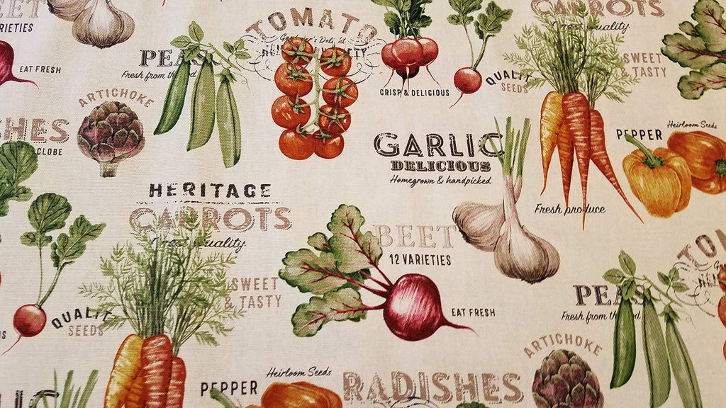 Vegetable Farm Fresh Kitchen Curtain, Farm Themed, Tomatoes, Carrots, Bell Peppers, White Kitchen Curtain (42-43