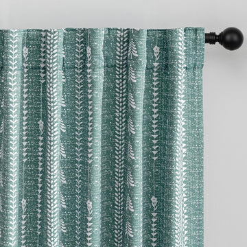 Sage Green Blackout Curtains 84 Inch Length - Boho Farmhouse Printed 95% Room Darkening Aqua Thermal Insulated Drapes