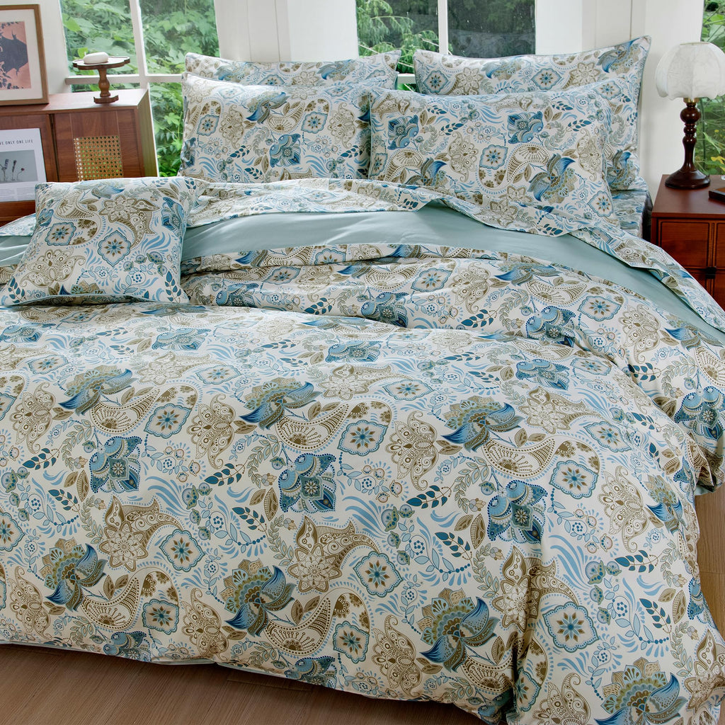 Vintage Classic Rural Paisley Flower 3Pcs Duvet Cover Set