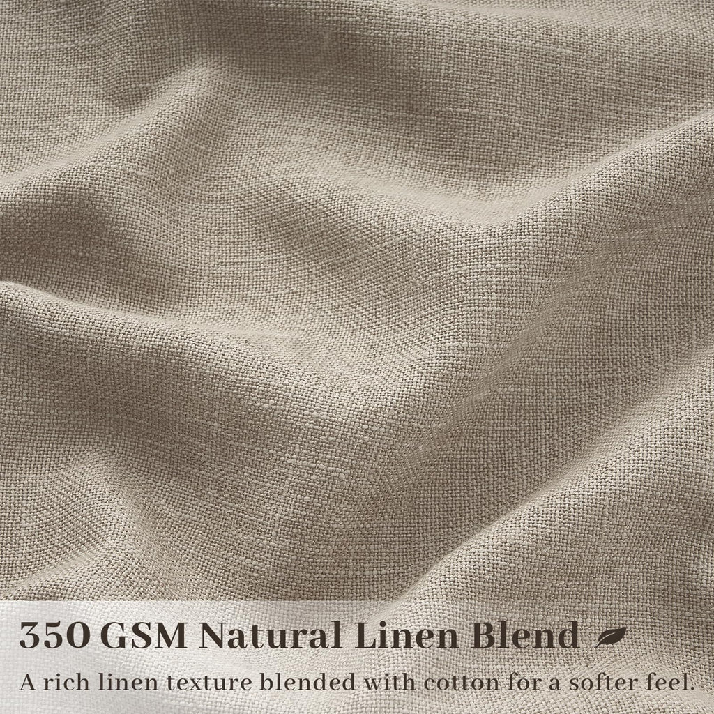 Taupe Pinch Pleated Linen Semi Sheer Curtains 72 Inches Long 2 Panels Bedroom Rustic Country Thick Linen Textured