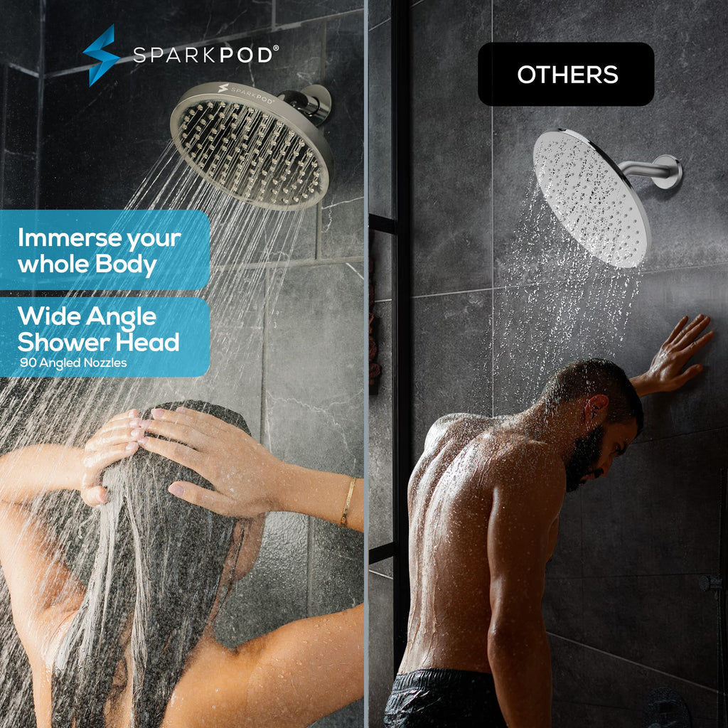 Rain Shower Head, 8 Inch Round, Elegant Brushed Nickel Finish