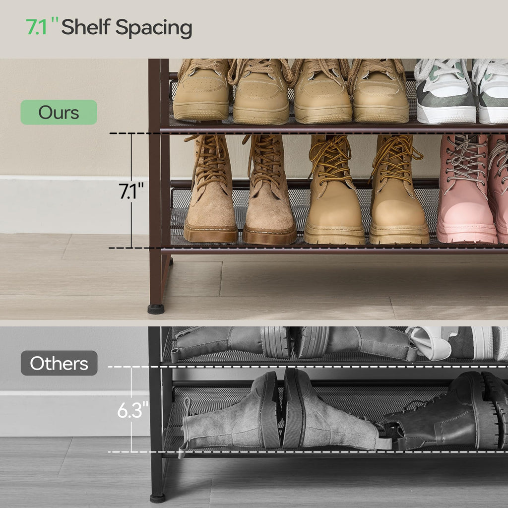 Shoe Rack, Long Shoe Organizer, Max Holds 62 Pairs, 10 Tier Metal Shoe Storage Shelf, 5-Tier Stackable Shoes Organizer