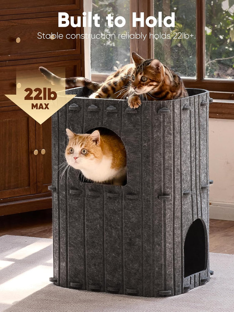 Cat House for Indoor Cats, Warm Felt Cat Bed, Scratch Resistant
