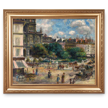 Square of Saint Trinity in Paris by Pierre-Auguste Renoir Painting Reproductions Framed Size:36x30 inches, Image