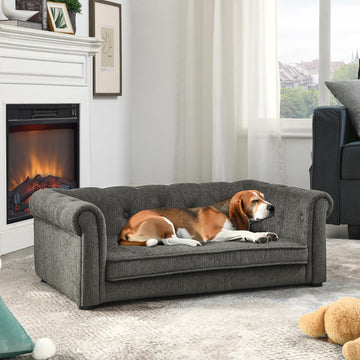 Dog Bed for Medium and Large Dogs, Elevated Pet Sofa Bed, Durable Elevated Couch Bed with Legs, Dark Gray