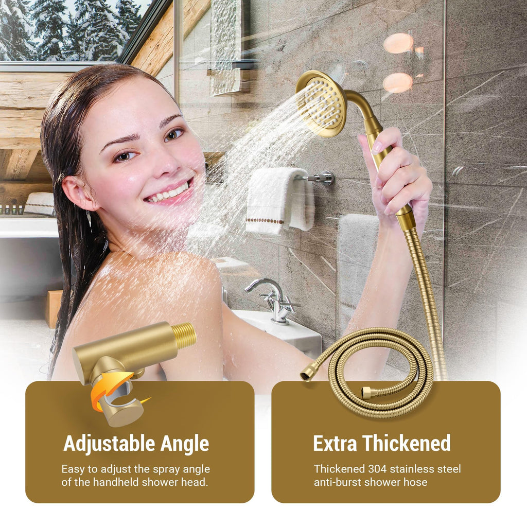 Rain Shower System Antique Shower Faucet Complete Sets, Shower Fixtures Combo with Pressure Balance Valve, Trim Kit
