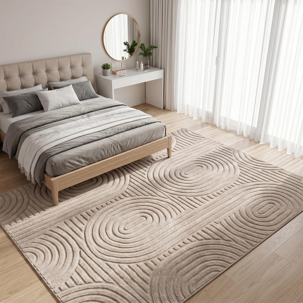 Brown Solid Color Area Rug, Large Modern Living Room Rug