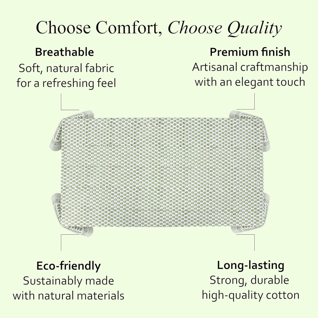 CPC Tablecloth 100% Cotton 60x90 Inch Indian Block Print Rectangle Table Cover, Washable Table Cloth