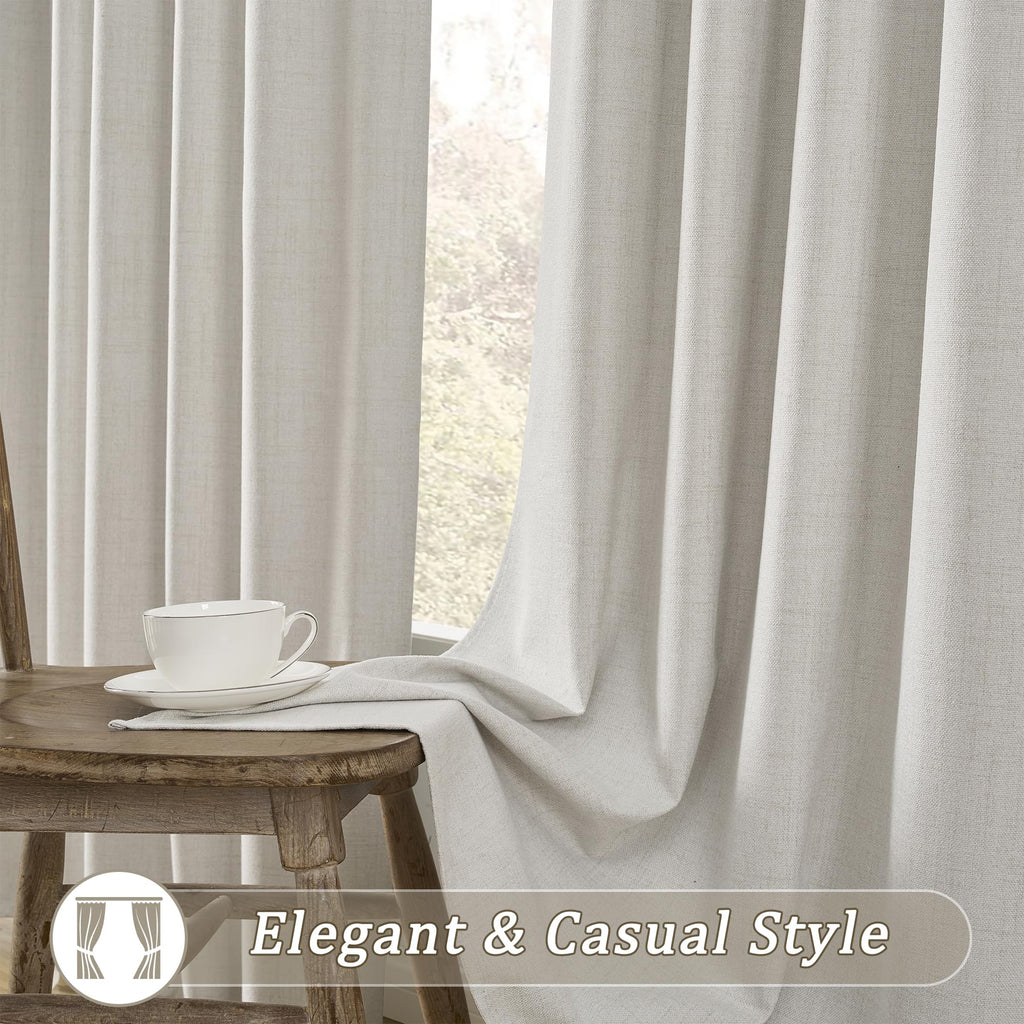 130 Inch Blackout Curtains 2 Panels Set, Natural Birch 50"x130"
