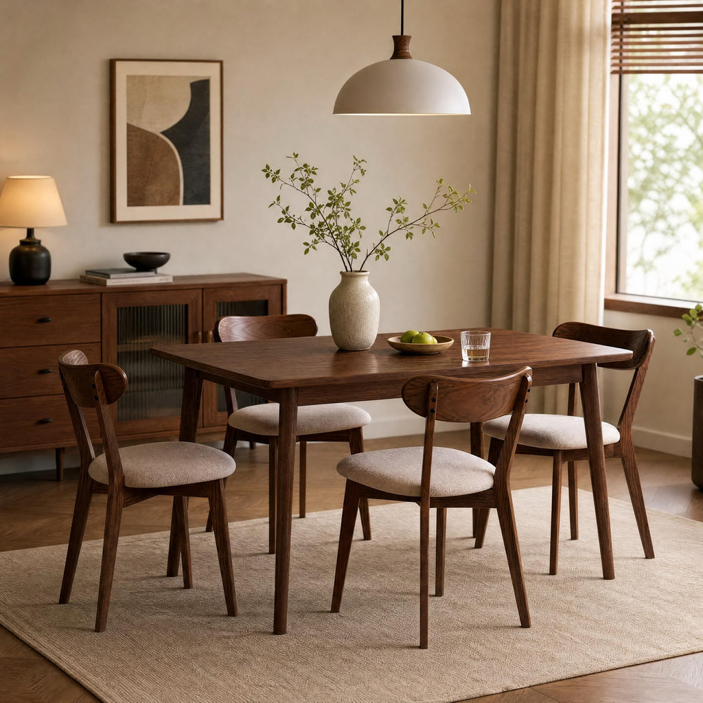 Walnut Dining Chairs Set of 6 - Commercial Grade 400 lbs Capacity