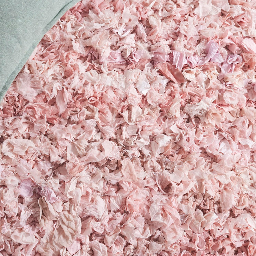 Rio Shag Collection Area Rug - 6' Square, Light Pink, Handmade Decorative, 3.5-inch Thick Ideal for High Traffic
