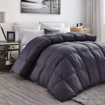 Luxurious Light Weight Goose Down Comforter King Size Duvet Insert, Classic Gray, Premium Baffle Box, 100% Egyptian