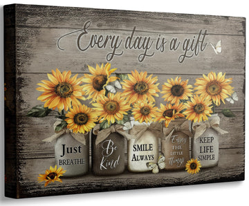 Rustic Sunflower Canvas Wall Art Vintage Flower Painting Picture Wall Decor Farmhouse Floral Inspiring Poster Print