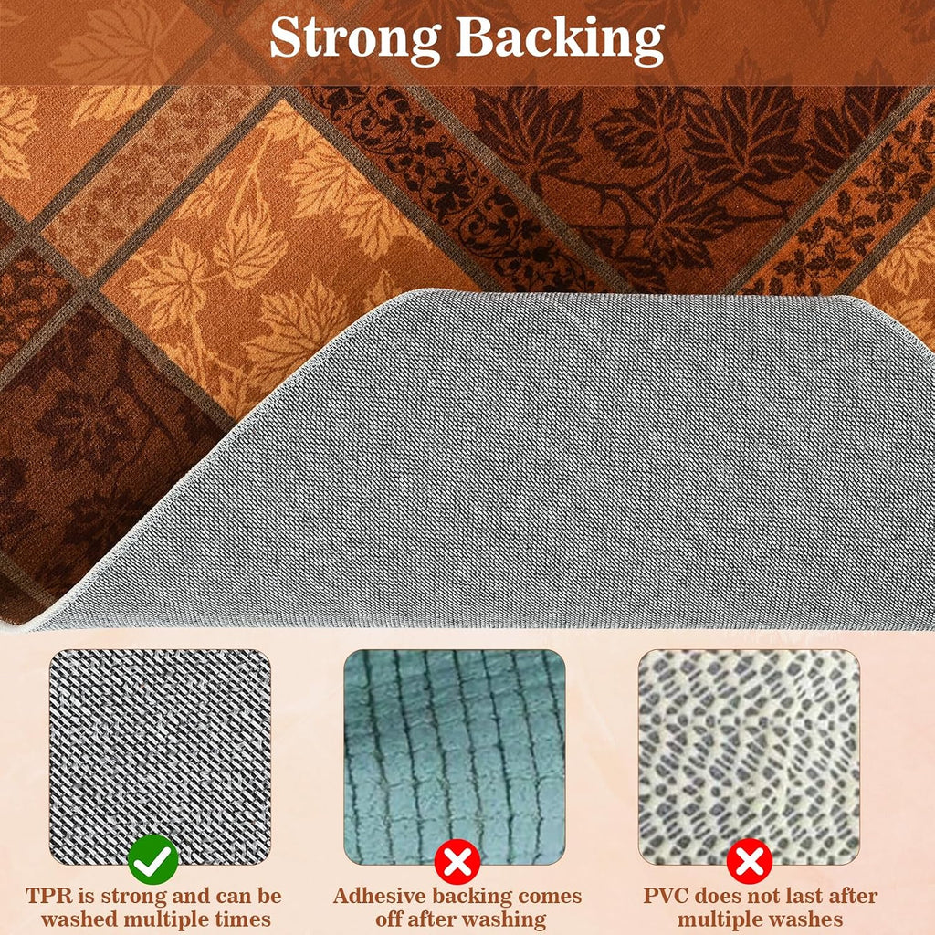 Fall Area Rug, Plaid Washable Rugs Orange
