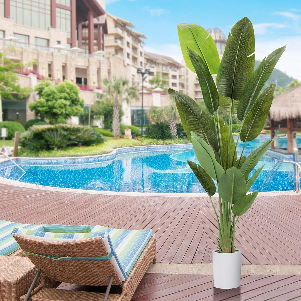 Large Artificial Trees 7.2Ft Silk Bird of Paradise Big Tall Fake Plants Faux Green Silk Floor Potted Plants Living