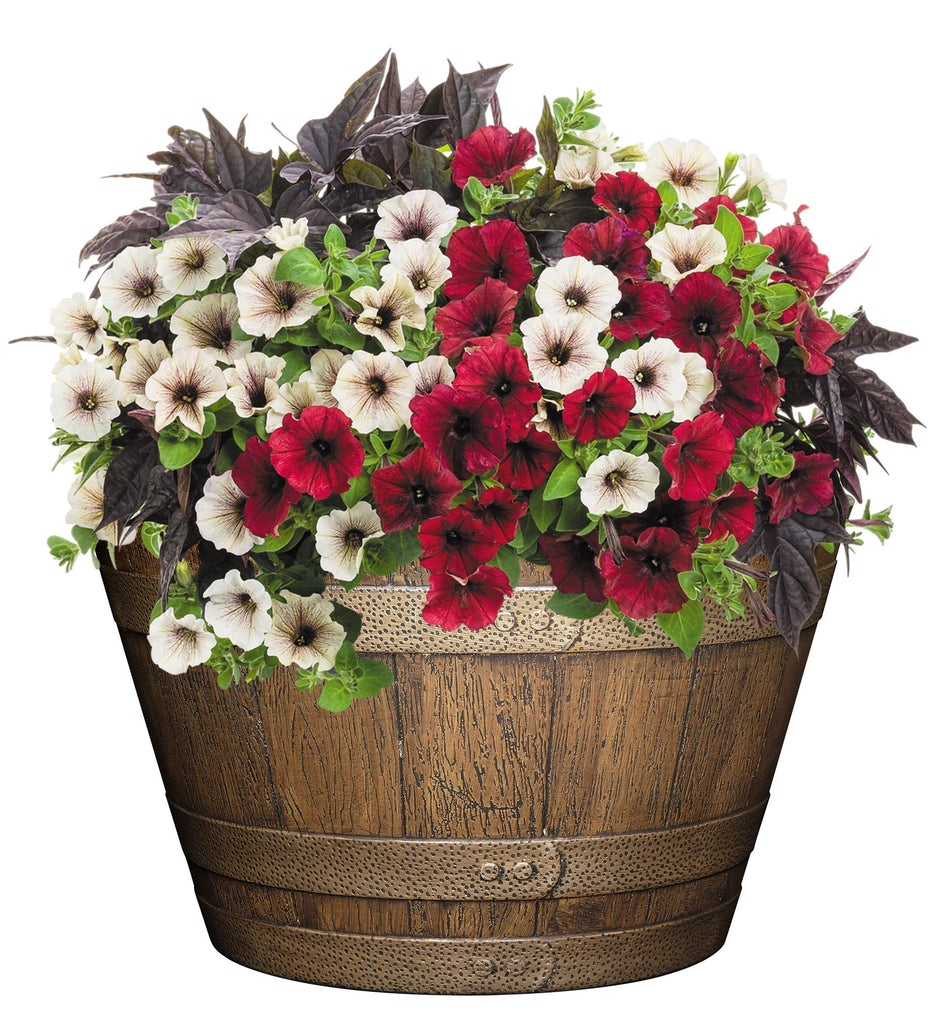 Whiskey Barrel Planter, 20.5", Distressed Oak