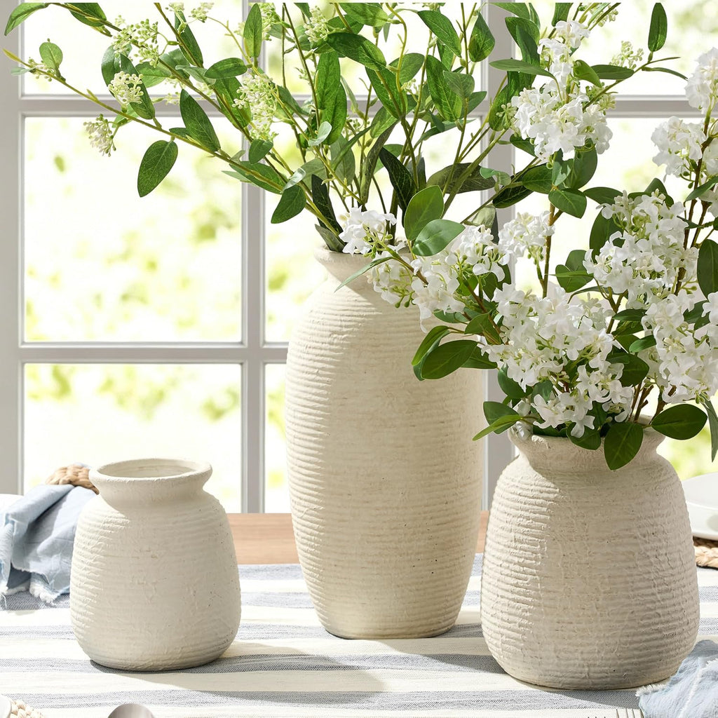 Ceramic Flower Vase, 12.5" Large Rustic Farmhouse Vases Home Decor Tall Pottery Decorative Pampas Vase