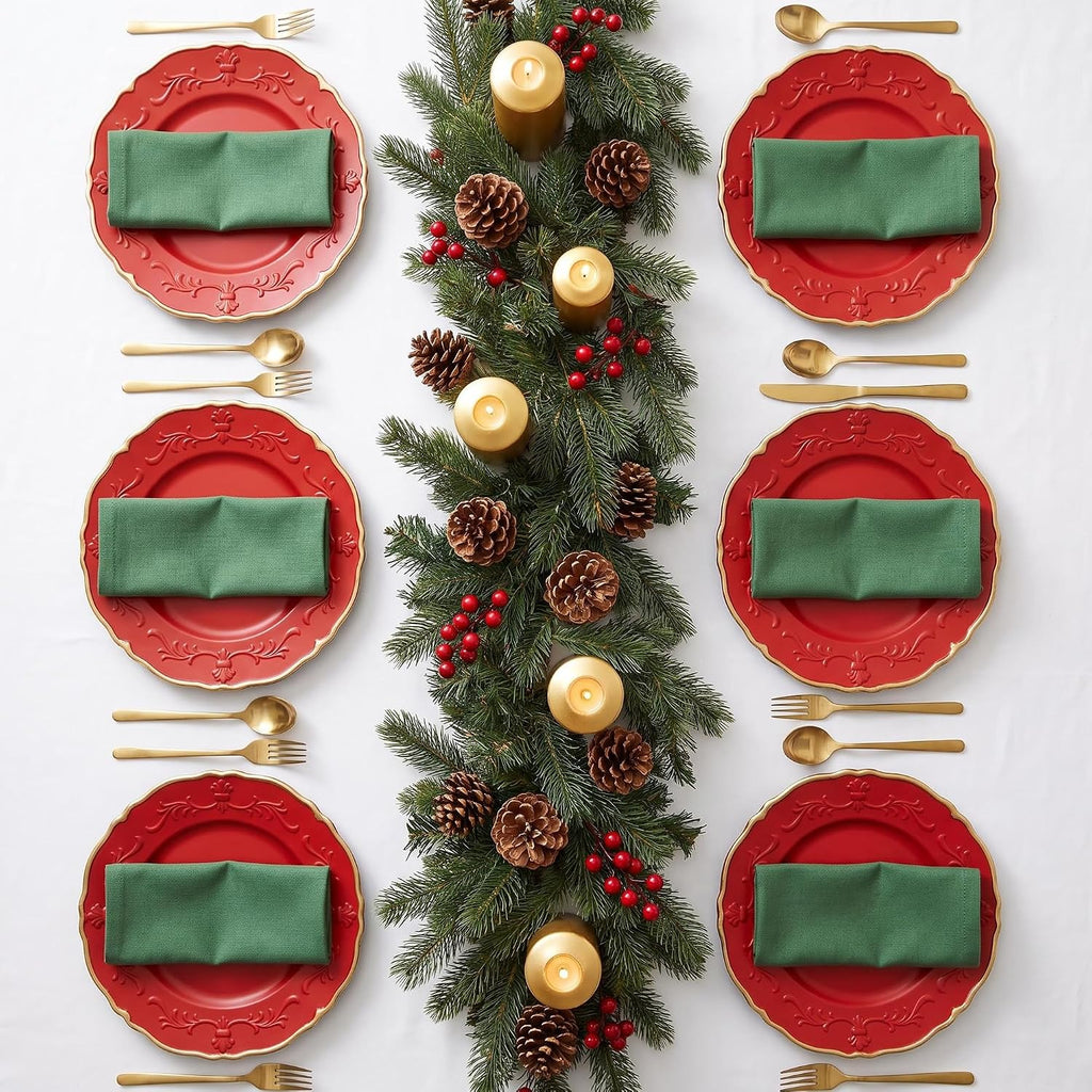 Christmas Red Plastic Charger Plates Set of 6
