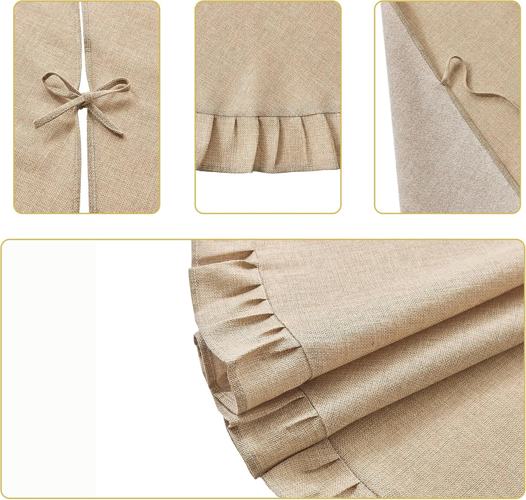 Christmas Tree Skirt Linen Burlap with Ruffle Edge 36 Inch, Natural Farmhouse Rustic Christmas Tree Skirt Collar