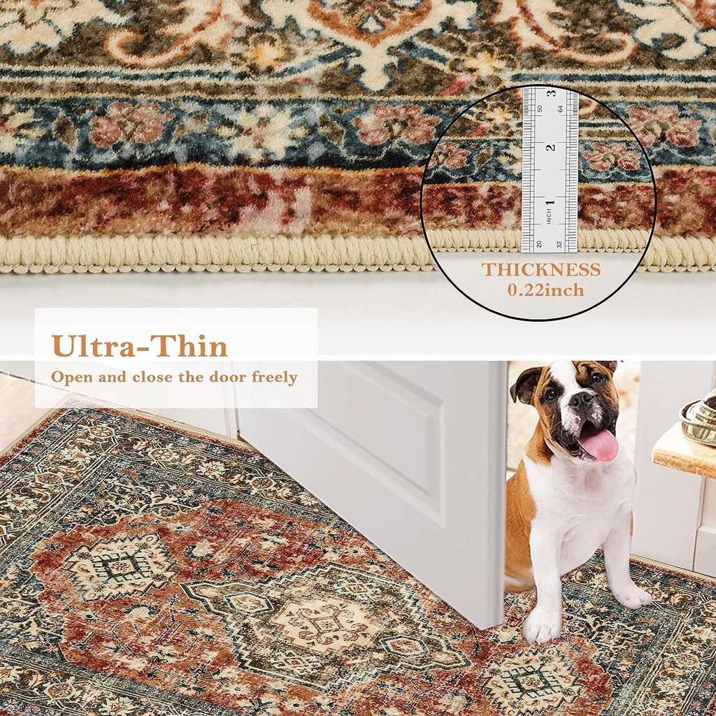Oriental Hallway Runner Rug Non Slip, 2.5x8 Kitchen Washable Runner Soft Hallway Rug, Traditional Ul