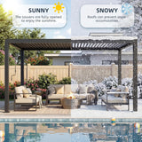 10' x 13' Louvered Pergola, Metal Patio Pergola with Adjustable Louvers Roof
