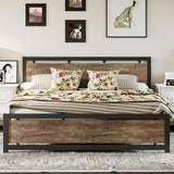 King Bed Frame with Headboard and Footboard, Metal Strong Supports, Easy Assembly, Noise-Free, No Box Spring Needed