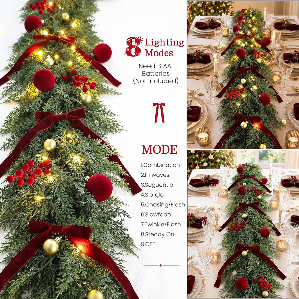 With Lights Ornaments Realistic Preit Cedar Garland