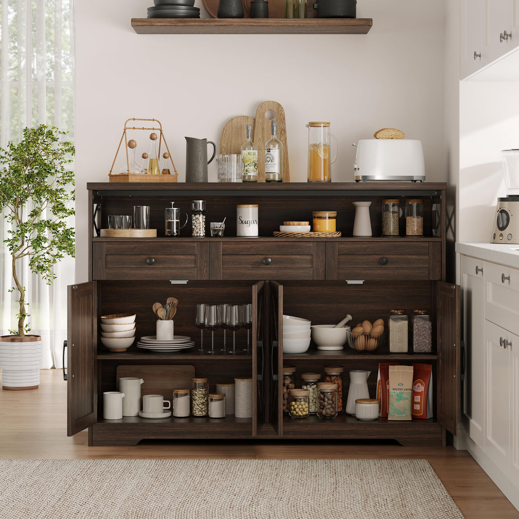 51" Buffet Sideboard Cabinet, Farmhouse Storage Cabinet, Coffee