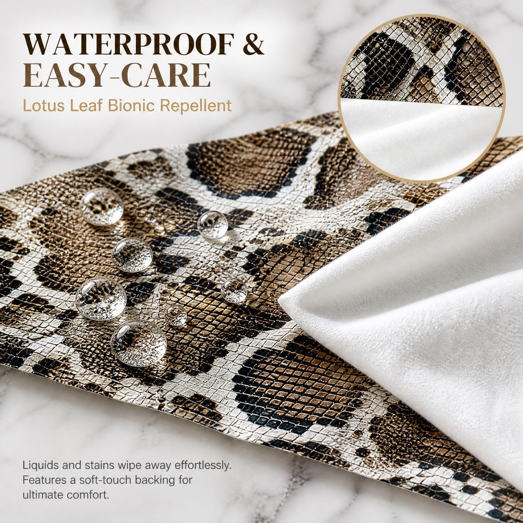 Snake Skin Pattern Outdoor Fabric by The Yard, Brown and Black Wild Animals Fabric by The Yard for Teens Craft