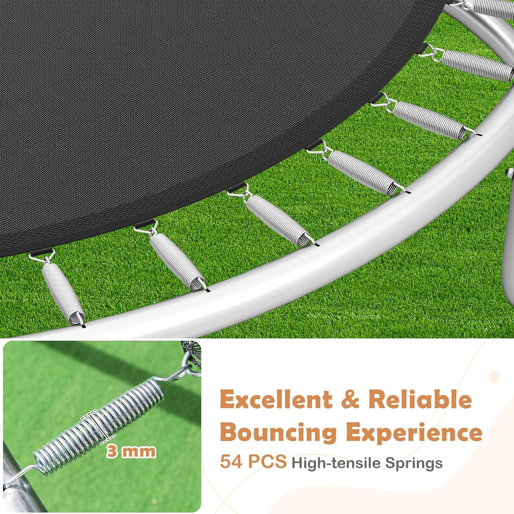 Trampoline Outdoor 8FT 10FT 12FT, ASTM Approved Trampolines with Enclosure Net, Ladder & Seamless Design, 880/1100LBS