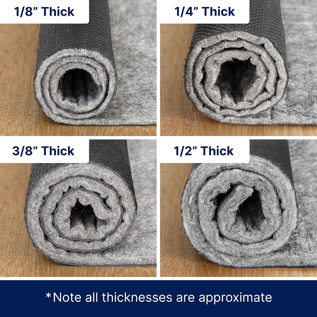 Dual Surface - 8'x10' - 3/8" Thick - Felt + Rubber - Enhanced Non-Slip Rug Pad - Adds Comfort and Protection - Set of 80