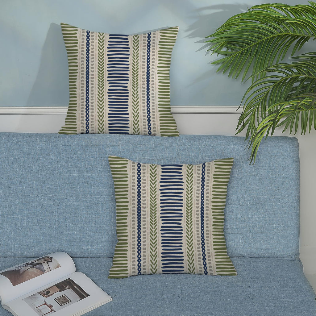 Sage Green Pillow Covers 24x24 Inch 2 Pcs Boho Navy Blue Grey Polka Dots Stripe Decor Throw Pillows Modern Geometric