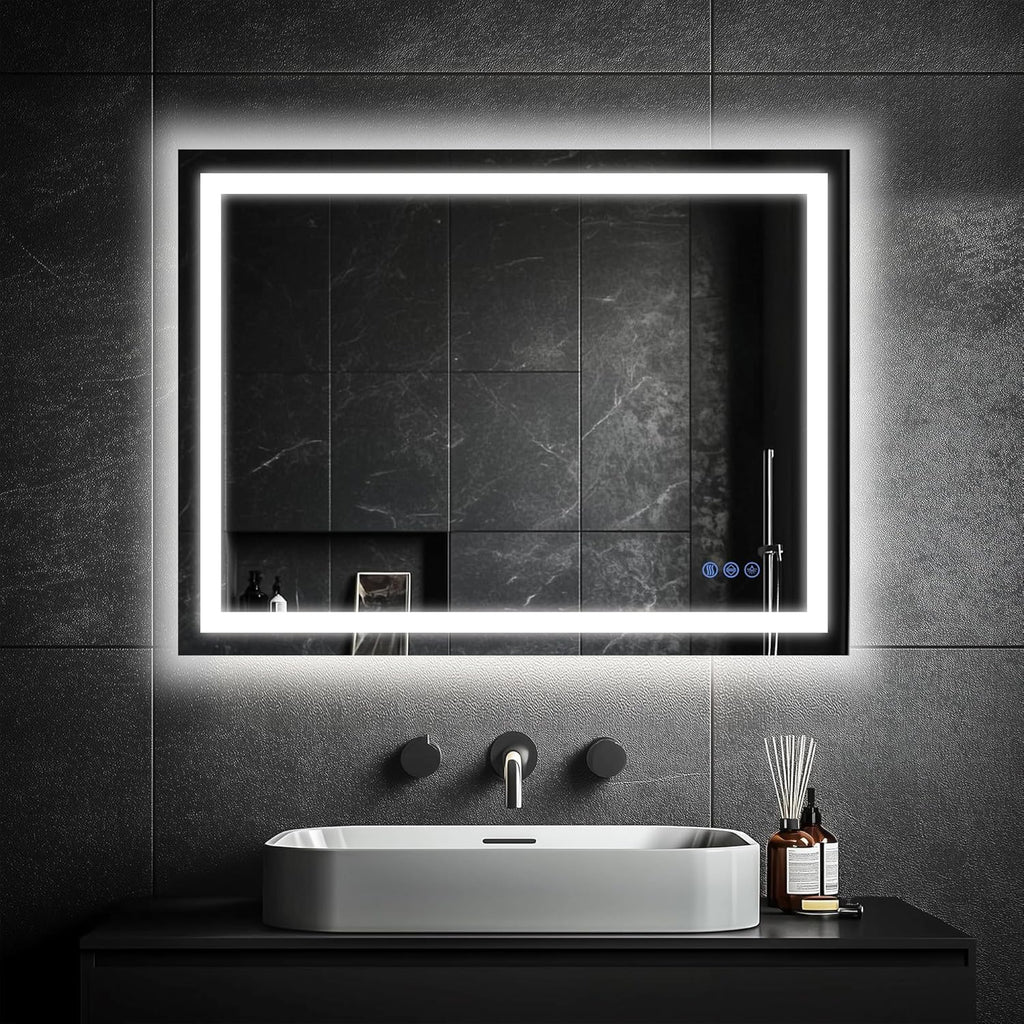 24"x 36" LED Bathroom Mirror with Lights, Anti-Fog, Dimmable, Lighted Vanity Mirror with Tempered Glass, Memory