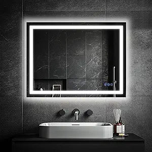 24X36 Led Bathroom Mirror with Lights, Backlit + Front Lit Vanity Mirror with Cri>90, Dimmable Anti-Fog Smart Mirror